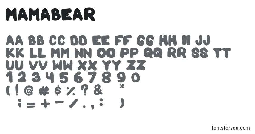 Schriftart MamaBear – Alphabet, Zahlen, spezielle Symbole