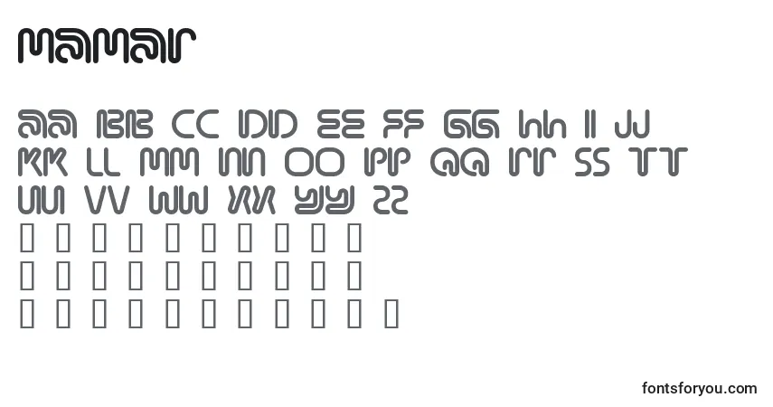 A fonte MAMAR    (133494) – alfabeto, números, caracteres especiais