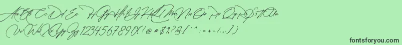 フォントManchester Signature – 緑の背景に黒い文字