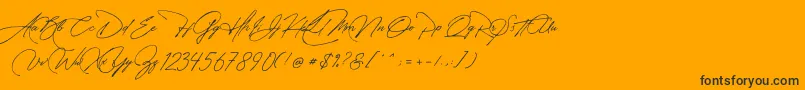Manchester Signature-Schriftart – Schwarze Schriften auf orangefarbenem Hintergrund