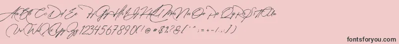 フォントManchester Signature – ピンクの背景に黒い文字