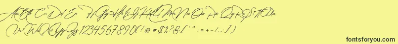 Manchester Signature-Schriftart – Schwarze Schriften auf gelbem Hintergrund
