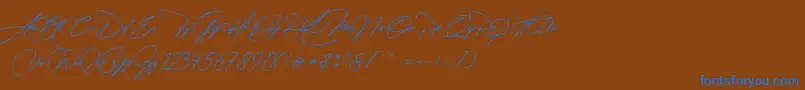 Czcionka Manchester Signature – niebieskie czcionki na brązowym tle