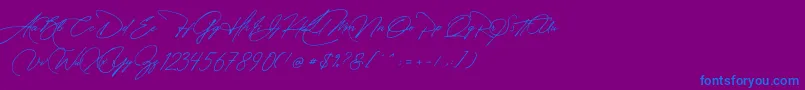 フォントManchester Signature – 紫色の背景に青い文字