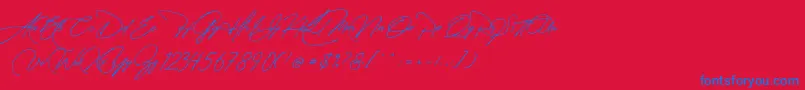 Manchester Signature-fontti – siniset fontit punaisella taustalla