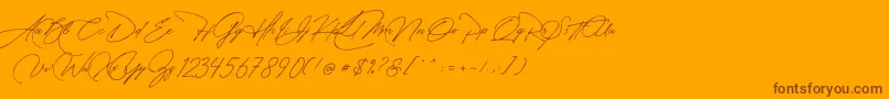 Manchester Signature-Schriftart – Braune Schriften auf orangefarbenem Hintergrund