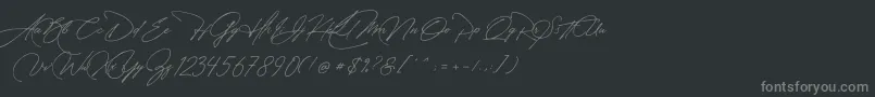 Manchester Signature-fontti – harmaat kirjasimet mustalla taustalla