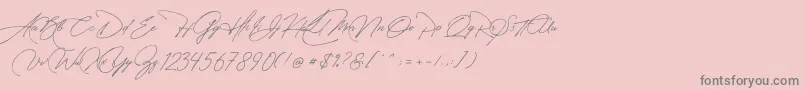 フォントManchester Signature – ピンクの背景に灰色の文字