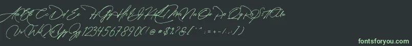 Manchester Signature-fontti – vihreät fontit mustalla taustalla