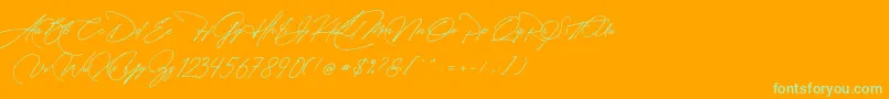 フォントManchester Signature – オレンジの背景に緑のフォント