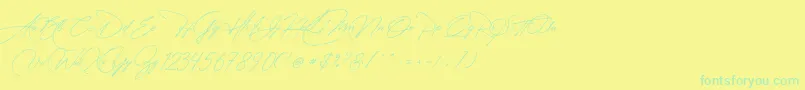 フォントManchester Signature – 黄色い背景に緑の文字