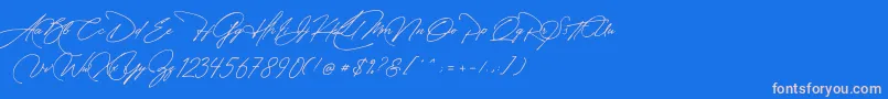 フォントManchester Signature – ピンクの文字、青い背景