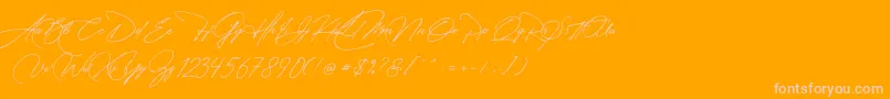 Manchester Signature-fontti – vaaleanpunaiset fontit oranssilla taustalla