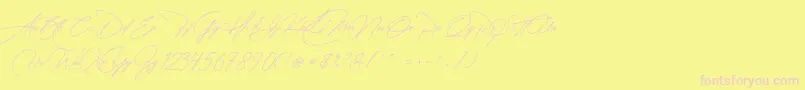 フォントManchester Signature – ピンクのフォント、黄色の背景