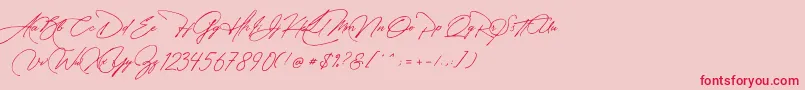 フォントManchester Signature – ピンクの背景に赤い文字