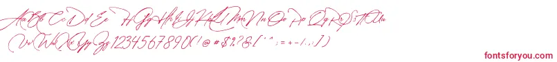 フォントManchester Signature – 白い背景に赤い文字