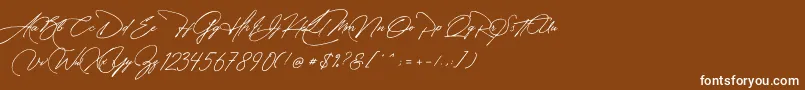 Manchester Signature-fontti – valkoiset fontit ruskealla taustalla