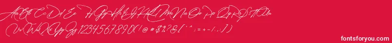 Manchester Signature-fontti – valkoiset fontit punaisella taustalla