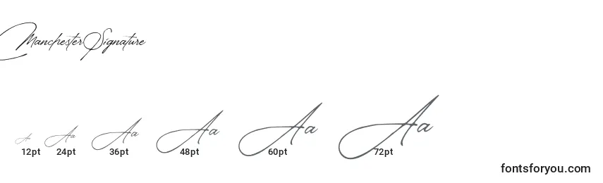 Rozmiary czcionki Manchester Signature