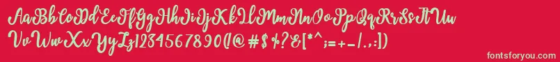 Manda Script Font – Green Fonts on Red Background