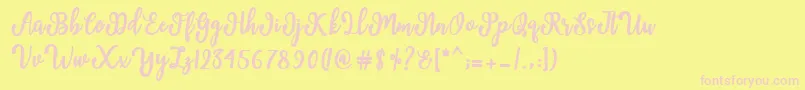 Manda Script Font – Pink Fonts on Yellow Background