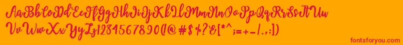 Manda Script Font – Red Fonts on Orange Background