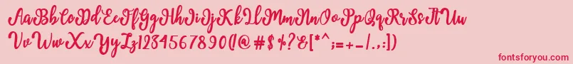 Manda Script Font – Red Fonts on Pink Background