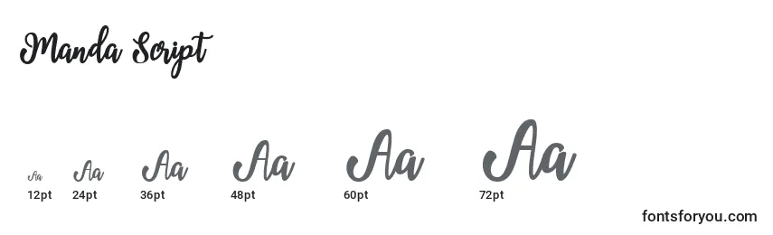 Размеры шрифта Manda Script