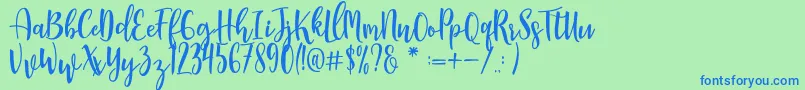 Manda Font – Blue Fonts on Green Background