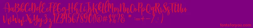 Manda-Schriftart – Rote Schriften auf violettem Hintergrund