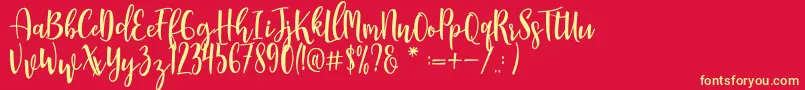 フォントManda – 黄色の文字、赤い背景