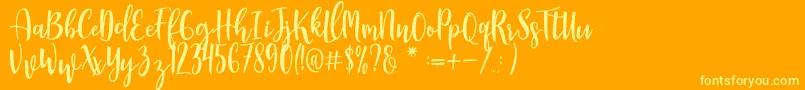 Manda-Schriftart – Gelbe Schriften auf orangefarbenem Hintergrund