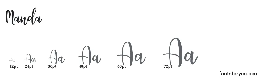 Manda (133499) Font Sizes