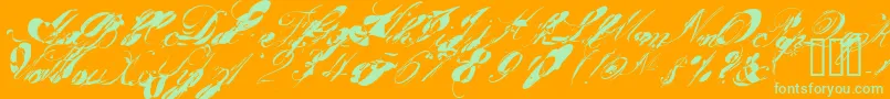 GarglenutzRecur51ve-Schriftart – Grüne Schriften auf orangefarbenem Hintergrund