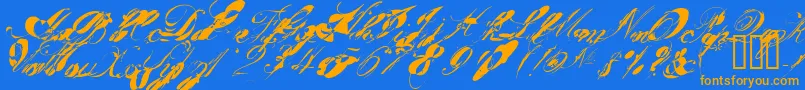 GarglenutzRecur51ve-Schriftart – Orangefarbene Schriften auf blauem Hintergrund