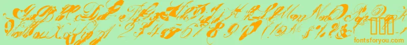 GarglenutzRecur51ve-Schriftart – Orangefarbene Schriften auf grünem Hintergrund