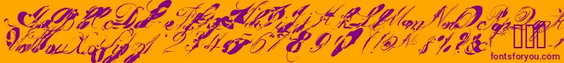 GarglenutzRecur51ve-Schriftart – Violette Schriften auf orangefarbenem Hintergrund