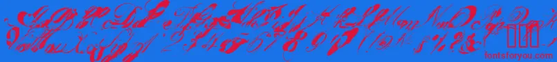 GarglenutzRecur51ve Font – Red Fonts on Blue Background