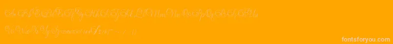 Mandailing-Schriftart – Rosa Schriften auf orangefarbenem Hintergrund