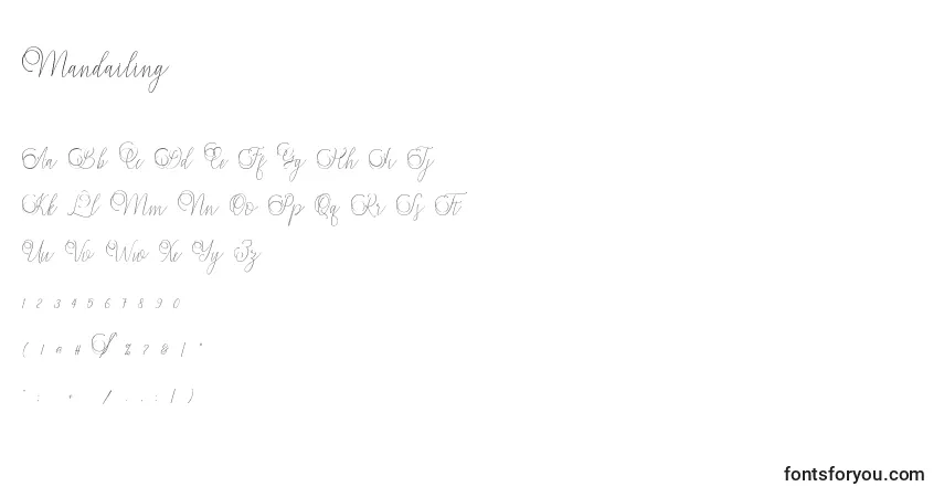 Czcionka Mandailing (133501) – alfabet, cyfry, specjalne znaki