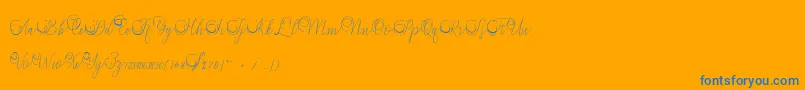 Mandailing-Schriftart – Blaue Schriften auf orangefarbenem Hintergrund