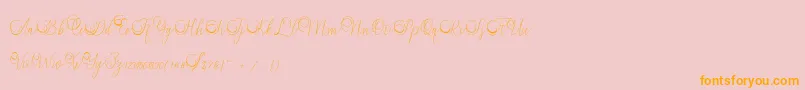 Mandailing-Schriftart – Orangefarbene Schriften auf rosa Hintergrund