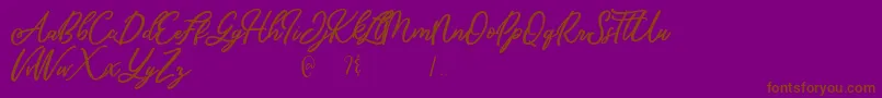 Mandymores-Schriftart – Braune Schriften auf violettem Hintergrund