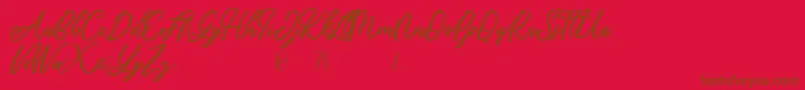フォントMandymores – 赤い背景に茶色の文字