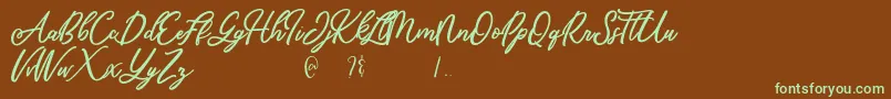 Mandymores-Schriftart – Grüne Schriften auf braunem Hintergrund