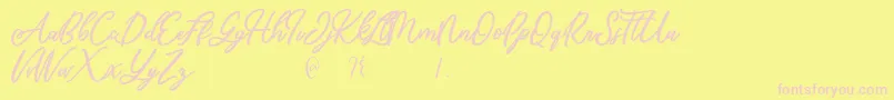 Czcionka Mandymores – różowe czcionki na żółtym tle