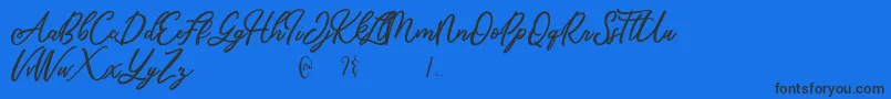 Mandymores-Schriftart – Schwarze Schriften auf blauem Hintergrund