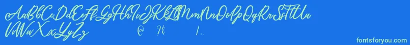 Mandymores Font – Green Fonts on Blue Background