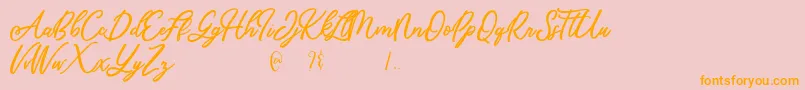 Mandymores-Schriftart – Orangefarbene Schriften auf rosa Hintergrund