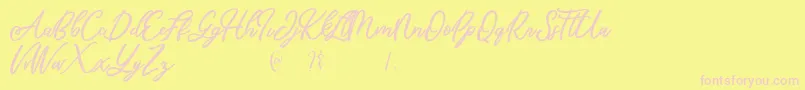 Mandymores Font – Pink Fonts on Yellow Background